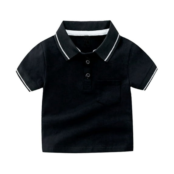 shoper Boys Polo Shirts Size 10-12 Collared Solid Color Short Sleeve Shirts Breathable Back To School Shirt Boys' Tops, Tees & Blouses Black 100
