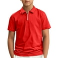 thumbnail image 1 of shoper Boys Shirts Collared Solid Color Short Sleeve Shirts Formal Summer Tops School Clothes for Boys Red 140, 1 of 4