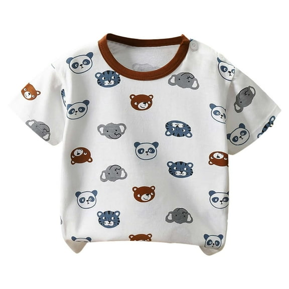shoper Boys Shirts Crew Neck Animals Print Short Sleeve T-Shirt Soft Summer Tops Shirts for Teen Kids White 73