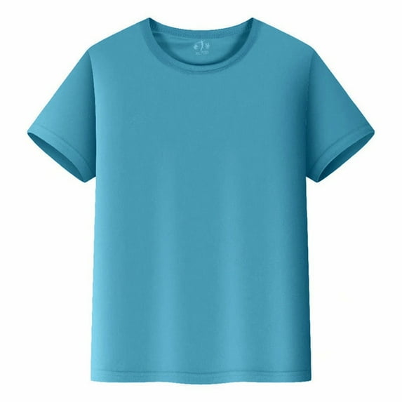 shoper Boys Shirts Kids Basic Crew Neck Tops Breathable Short Sleeve T-Shirts Casual Tees Solid Color Clothes 5-6 Years