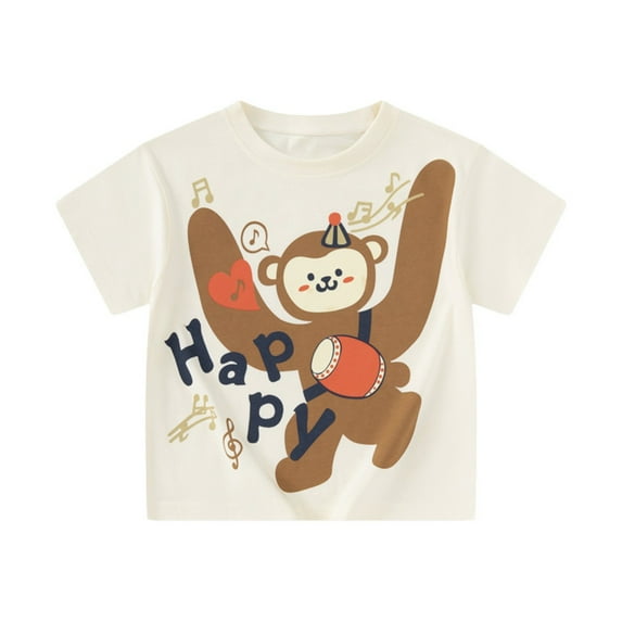 shoper Boys Shirts Size 6 Back to School Shirts Cartoon Print Short Sleeve Everyday Back To School Shirt Shirts for Teen Kids Beige 110