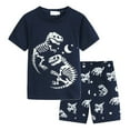 thumbnail image 1 of shoper Boys Summer Outfits Size 16 Short Sleeve Tops and Shorts Set Dinosaur Print Crewneck Loose Party Outfits Boys' Two Piece Summer Set Navy 100, 1 of 5