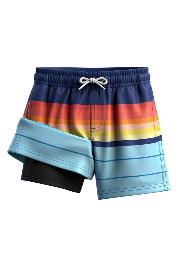 Boys Swim Trunks with Compression Liner, Toddler Swimsuit Kids Swim Shorts Bathing Suits Boxer Brief Swimming Trunks Beach Swim Pool Wear for Summer