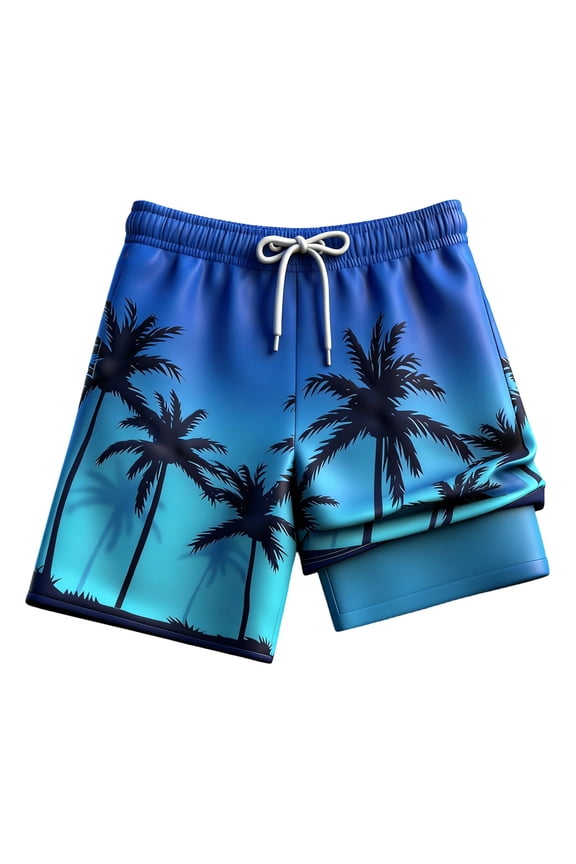 Boys Swim Trunks with Compression Liner, Toddler Swimsuit Kids Swim Shorts Bathing Suits Boxer Brief Swimming Trunks Beach Swim Pool Wear for Summer