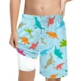 thumbnail image 1 of shoper Boys Swim Trunks Set with Compression Liner Summer Print Quick Dry Shorts Swimming Short Beach Pants Boy Swim Trunks Light Blue 8T, 1 of 6