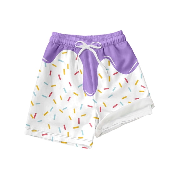 shoper Boys Swim Trunks Set with Compression Liner Summer Print Quick Dry Shorts Swimming Short Beach Pants Boy Swim Trunks Purple 8T