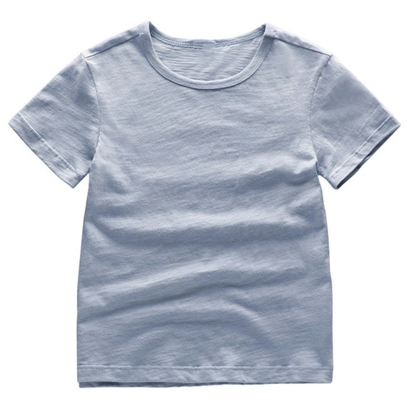 shoper Boys T-Shirts 4t Round Neck Solid Color Short Sleeve T-Shirts Comfy Nightwear Shirt T-Shirts Toddler To Big Kid Sizes Grey 160