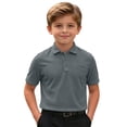 thumbnail image 1 of shoper Boys White Polo School Uniform Short Sleeve Tops, Button Closure, Textured Shirt Stretchy Quick Dry Casual Golf Light Gray, 1 of 6