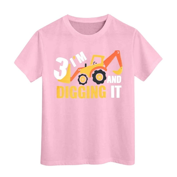 shoper Car Tees, Boys Shirts Size 8 Vehicle Print Crew Neck Short Sleeve Soft Summer Tops Back to School T-Shirts Toddler To Big Kid Pink 110