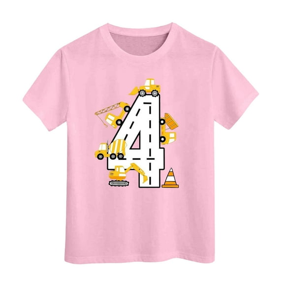 shoper Car Tees, Boys Shirts Size 8 Vehicle Print Crew Neck Short Sleeve Soft Summer Tops Back to School T-Shirts Toddler To Big Kid Pink 120