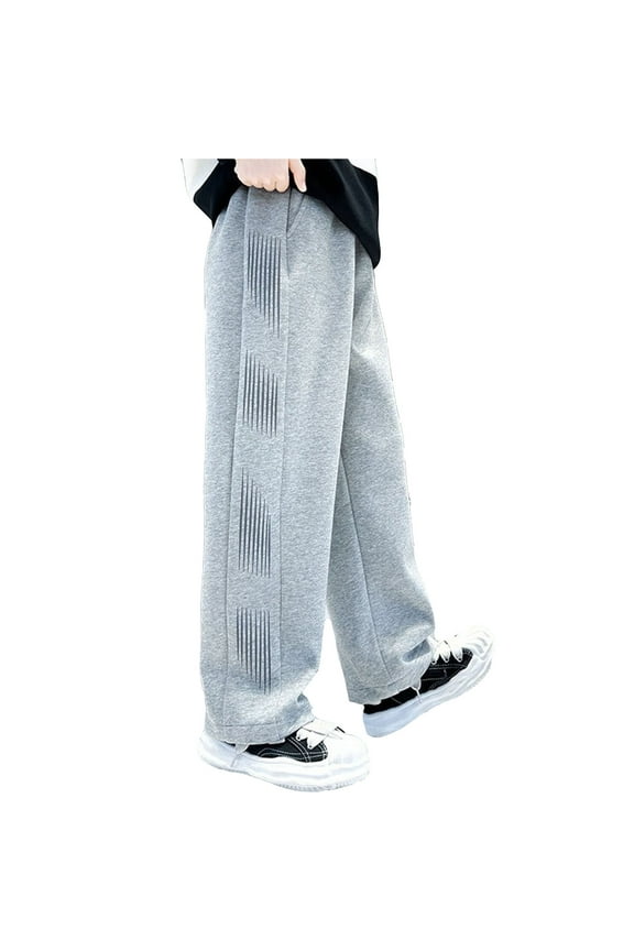 Casual Pants for Boys 6-7 Baggy with Drawstring Solid Color Pull-On Comfy Trousers Lounge Pants Boys' Outdoor Streetwear Grey 140