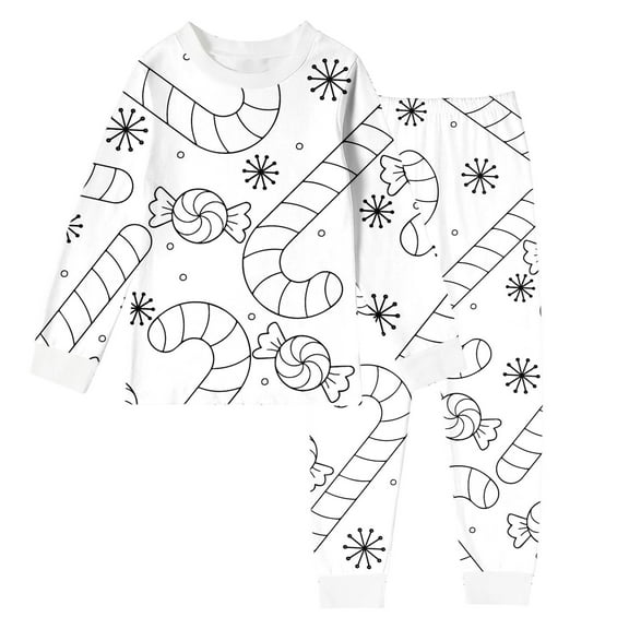 shoper Christmas Colorable Pajamas for Kids Coloring Pjs Color Your Own Pajamas for Kids Cute Sleepwear 2-Piece Unisex