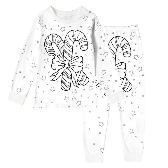 shoper Christmas Colorable Pajamas for Kids Coloring Pjs Color Your Own Pajamas for Kids Cute Sleepwear 2-Piece Unisex