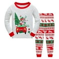 thumbnail image 1 of shoper Christmas Pajamas for Kids, Reindeer Xmas Santa Christmas Tree Print Long Sleeve Tops with Pants Two Piece Set Pjs Holiday Pajamas for Toddler Boys and Girls Christmas Gifts, 1 of 4