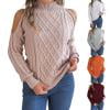 shoper Cold Shoulder Tops for Women,Turtleneck Sweater Women 2025 Fall Fall Winter Long Sleeve Loose Casual Soft Cable Knit Pullover Jumper Tops