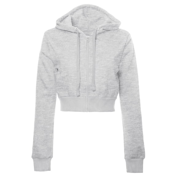 shoper Cropped Zip Up Hoodie Women 2026 Y2k Casual Sweatshirts Basic Long Sleeve Drawstring Hooded Track Jacket Crop Tops (Light Gray,XL)