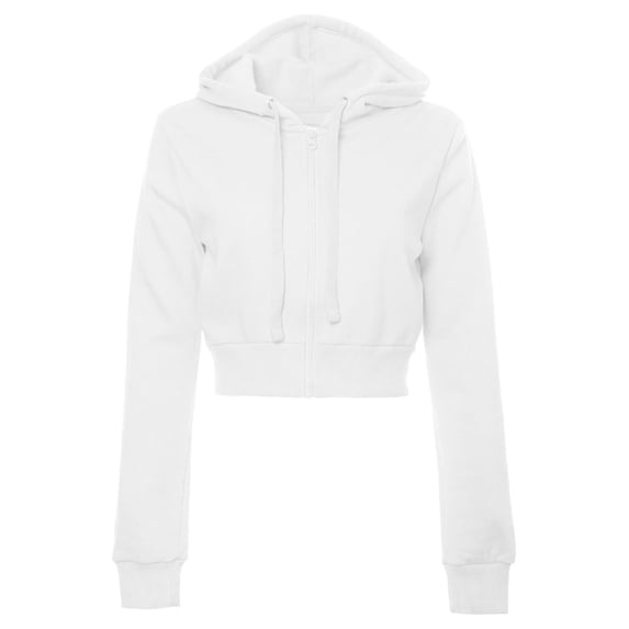 shoper Cropped Zip Up Hoodie Women 2026 Y2k Casual Sweatshirts Basic Long Sleeve Drawstring Hooded Track Jacket Crop Tops (White,XXL)
