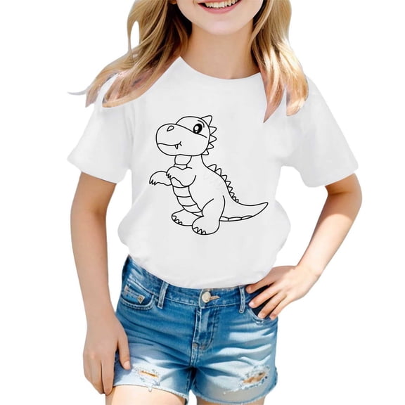 shoper Diy Hand Painted T Shirts Kids Short Sleeve Child Handmade Doodle Sketch Coloring Fun T Shirt Party Gift Tee Unisex White 130