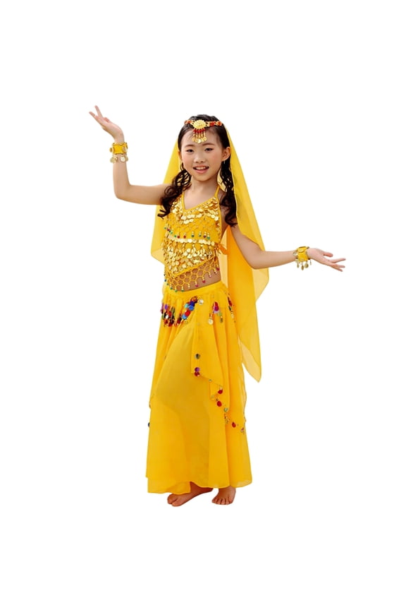 Exotic Belly Dance Performance for Girls Long Skirt Outfit Set Oriental Show Wear, Baby Girl Outfit Sets