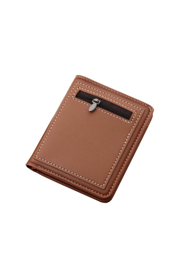 Fashion Coin ID Short Wallet Solid Color Men Open Purse Multiple Card Slots Clutch Bag Coffee