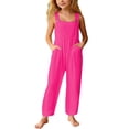 thumbnail image 1 of shoper Girl's Casual Overalls Jumpsuits One Piece Adjustable Straps Wide Leg Long Bib Pant Rompers with Pockets Hot Pink, 1 of 5