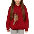 thumbnail image 1 of shoper Girl's Hoodie with Cat Pocket, Funny Hoodies Pouch Hoodie for Kid Kangaroo Pocket Dog Pouch Sweatshirts Breathable Pet Carry Bag Pullover Animal Holder Long Sleeve Tops Red, 1 of 6