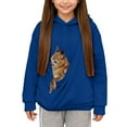 thumbnail image 1 of shoper Girl's Hoodie with Cat Pocket, Funny Hoodies Pouch Hoodie for Kid Kangaroo Pocket Dog Pouch Sweatshirts Breathable Pet Carry Bag Pullover Animal Holder Long Sleeve Tops Blue, 1 of 6