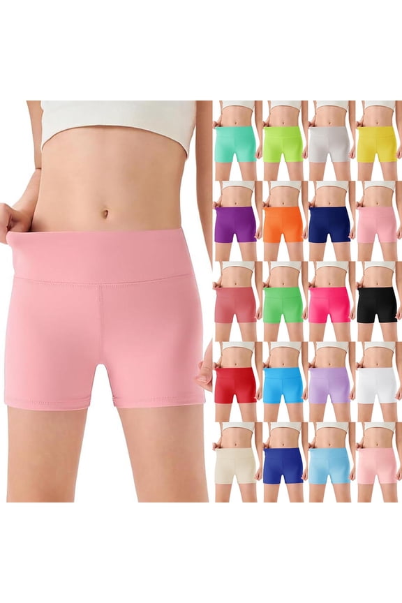 Girls Athletic Shorts Kids High Waisted Volleyball Yoga Dance Biker Shorts Comfy Gymnastics Activewear 6-12T Sky Blue 6-7 Years