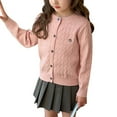 thumbnail image 1 of shoper Girls Cardigan Embroidered Print Knit Sweater Casual Solid Color Long Sleeve Open Front Coat for Spring Autumn Clothes Pink 90, 1 of 6