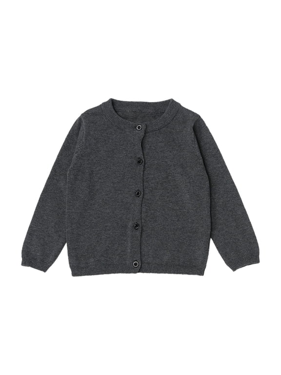 Girls Cardigan Sweater School Uniforms Toddler Long Sleeve Button Solid Color Sweaters Tops