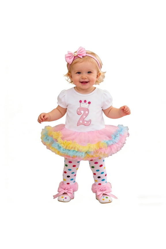 Girls Celebration Outfit Birthday Party Dress with Short Sleeve Romper and Matching Skirt Set for Holiday Events, Girls 2 Pieces Outfits
