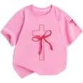 thumbnail image 1 of shoper Girls Cute Christian Shirts Kids Pink Bow Shirt Jesus God Faith Tshirts Verse Graphic Tee Tops (Pink), 1 of 4