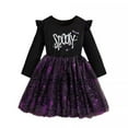thumbnail image 1 of shoper Girls Halloween Tutu Dress Long Sleeve Ruffled Bat Print Mesh Skirt with Bow Toddler Party Outfit for 1-8 Years Comfortable Casual Wear, 1 of 8