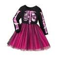 thumbnail image 1 of shoper Girls Halloween Tutu Dress Long Sleeve Ruffled Bat Print Mesh Skirt with Bow Toddler Party Outfit for 1-8 Years Comfortable Casual Wear, 1 of 7