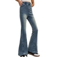 thumbnail image 1 of shoper Girls High Waisted Bell Bottom Jeans Skinny For Kids Pull On Stretch Denim Flare Trousers with Buttons Jeggings, 1 of 5