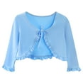 thumbnail image 1 of shoper Girls Long Sleeve Ballet Leotard Vest Solid Color Dance Tops with Ruffled Paired with Dance Blue 140, 1 of 3