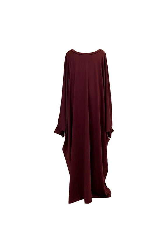 Girls Abaya Dress One Piece Dubai Kaftans for Kids Solid Color Prayer Clothes