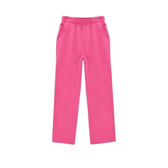 shoper Girls Oversized Wide Leg Sweatpants Fleece Athletic Joggers Drawstring Waist and Pockets Kids Baggy Straight Leg Track Pants Hot Pink
