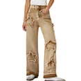 thumbnail image 1 of shoper Girls Pants With Star Decorations Elastic Waist Wide Leg Jeans For Teen Girls Casual Preppy Clothes Daily Wear Fall Winter, 1 of 9