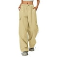 thumbnail image 1 of shoper Girls Parachute Cargo Pants Baggy Elastic High Waist Drawstring Fasion Hop Jogger Trousers Y2k Casual Streetwear Sweatpants Back to School Clothes, 1 of 6