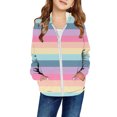 thumbnail image 1 of shoper Girls Rainbow Zip Up Hoodie Cute Casual Fall Winter Girls Zipper Hooded Jacket with Pockets, Cute Trendy Outfits for School, Play, and Daily Wear 3-14 Years, 1 of 5