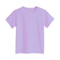 thumbnail image 1 of shoper Girls Shirt Solid Color Baggy Soft Cotton Short Sleeve Round Neck Tees Pullover Back To School Shirt T-Shirts Toddler To Big Kid Light Purple 150, 1 of 4
