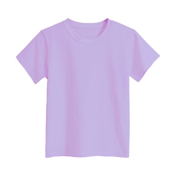 shoper Girls Shirt Solid Color Baggy Soft Cotton Short Sleeve Round Neck Tees Pullover Back To School Shirt T-Shirts Toddler To Big Kid Light Purple 160
