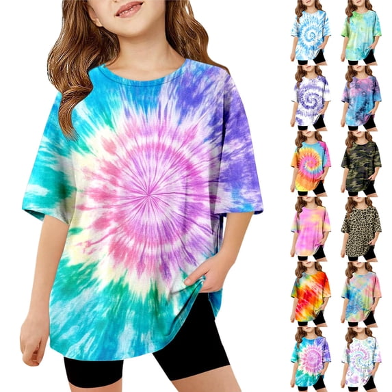 shoper Girls Shirts Size 12 T Shirts OverSized Short Sleeve Kids Summer Tops Soft Casual Crewneck Basic Tees Light Blue 120