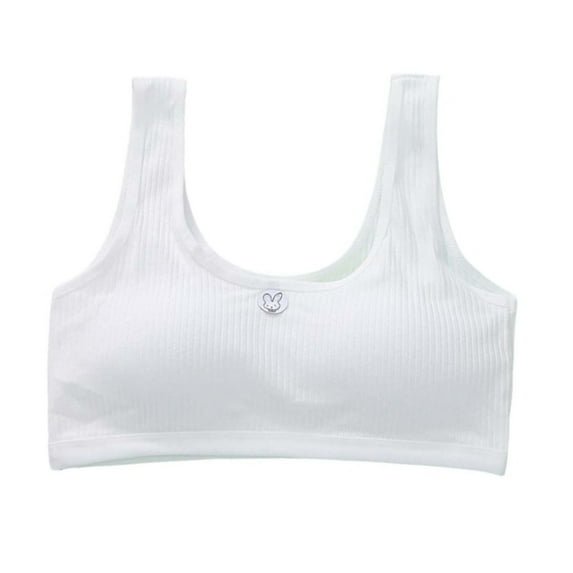 shoper Girls Sports Bras Size 9-10 Kids Quick-Drying Soft Fabric Comfortable Girls' Underwire Free Bra Youth Bras for School or Casual Wear White XXL