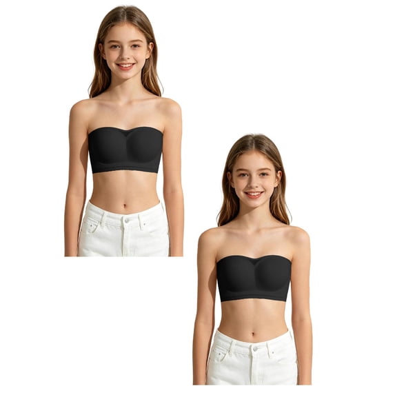 shoper Girls Strapless Bandeau Bra, Seamless Girls Training Bras for Teens, Sports Tube Top Bra 13-18 Age