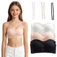thumbnail image 1 of shoper Girls Strapless Bra Bandeau Bras 10-12 12-14 14-16 16-18 with Clear Straps Seamless Wireless Non- Kids Tube Top Black, 1 of 7