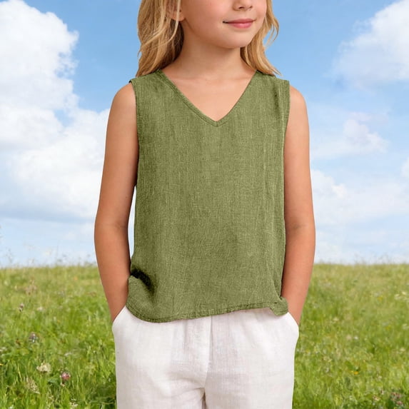 shoper Girls Tank Tops Size 10-12 Sleeveless Tee Shirt Soft Black Camisole Girls Summer Clothes