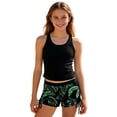 thumbnail image 1 of shoper Girls Tankini Swimsuit 2 Piece Bathing Suits for Girls Tropical Floral Print Swim Tank Top and Drawstring Bottoms for 7-16Y Black, 1 of 7