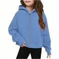 thumbnail image 1 of shoper Girls Zip up Hoodies, Hooded Sweatshirt Long Sleeve Casual Lightweight Hoodies Cute Fall Outfits Outerwear with Pocket 5-14 Years Blue, 1 of 5
